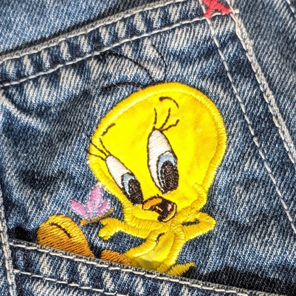 Vintage Tweety Bib Denim Overalls Shorts - Picture 5 of 14